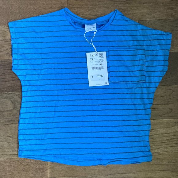 NWT Zara Unisex Toddler Linen Blend Tee - Picture 2 of 3
